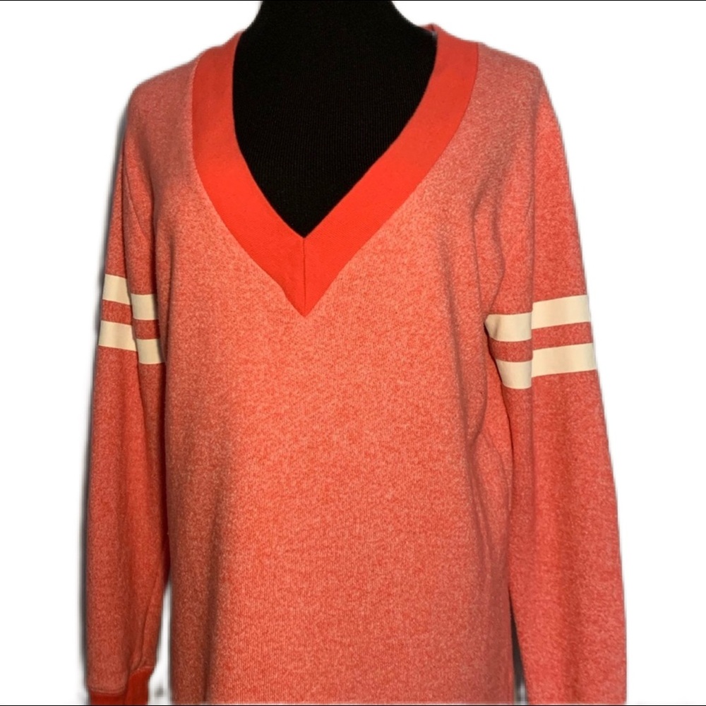 PINK Victoria’s Secret XS Womens Orange Varsity Oversized Pullover Sweatshirt